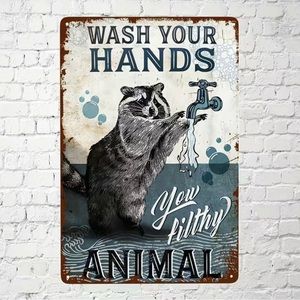 Raccoon Wash Your Hands Sign